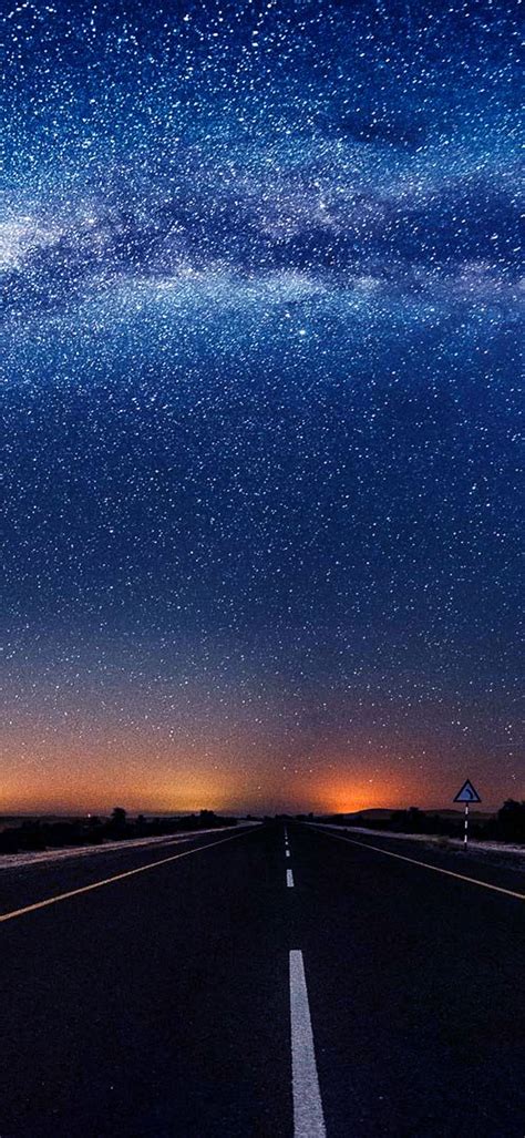 Starry Night Road View Wallpaper 1080×2340 Webrfree