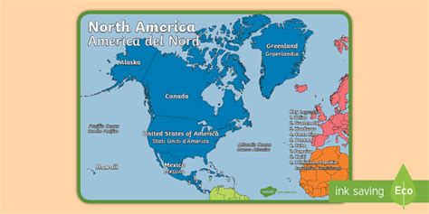 Geography Continents Of The World North America Display Poster