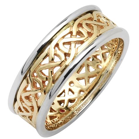 Irish Wedding Ring Ladies Celtic Knot Narrow Pierced Sheelin Wedding