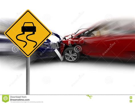 Two Cars Accident With A Yellow Sign Stock Illustration Illustration