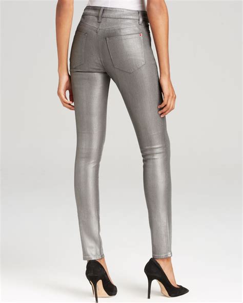 Spanx Spanx Denim Skinny Jeans In Pewter Wax In Silver Pewter Wax Lyst