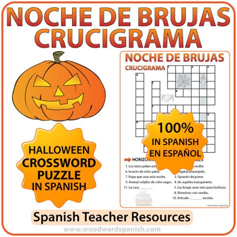Halloween Crossword In Spanish Crucigrama Noche De Brujas