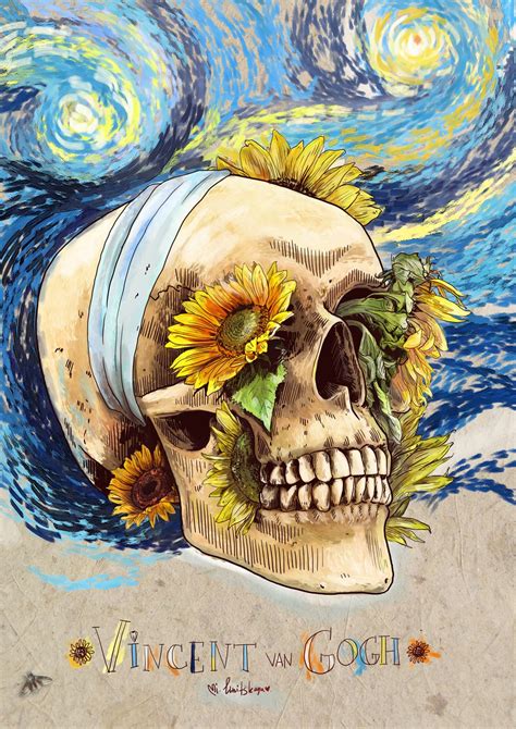 Van Gogh Skull By Mimi Ilnitskaya Skull Painting Van Gogh Art Skull Art