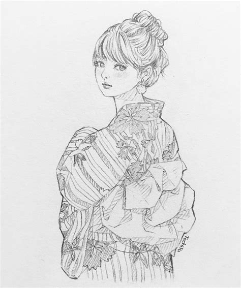Pin By Jacey On Drawings Anime Kimono Art Drawings Simple Girl Sketch
