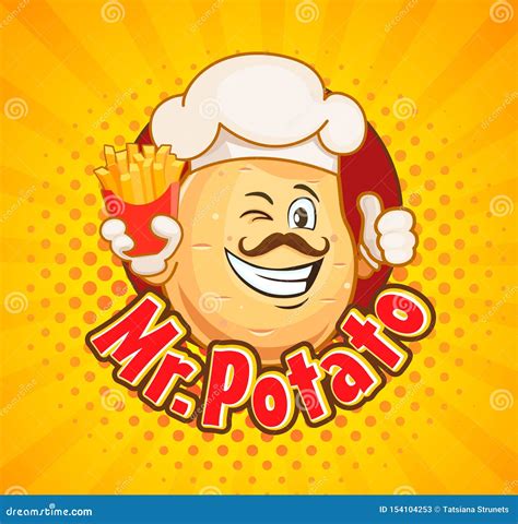 Potato Chef Cartoon Character Design Mascot Illustration Vector Drawing