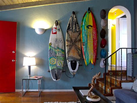 Mini wooden surfboard decoration instructions for 2020. Colorful Coastal Design | HGTV