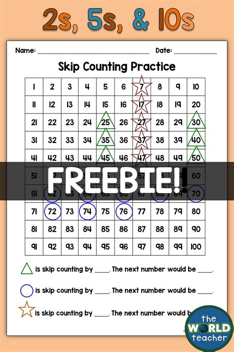 FREEBIE! Skip Counting by 2s, 5s, & 10s on a Hundreds Chart | Skip