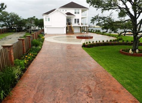 Concrete driveways are durable, strong, and maintenance is relatively easy. Galveston Stamped Concrete Driveway - Surecrete Products
