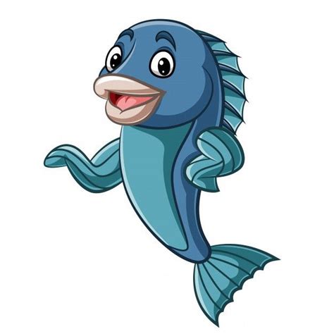 Premium Vector Cartoon Fish Mascot Waving Hand Cartoon Fish