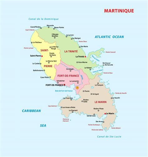 Administrative Map Of Martinique With Cities And Airports Martinique