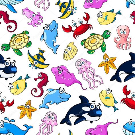 Cartoon Ocean Wallpaper Cartoon Cute Sea Animals Funny Kids