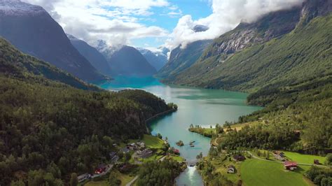 Breathtaking Norway Aerial View Of Lovatnet Stock Footage Sbv