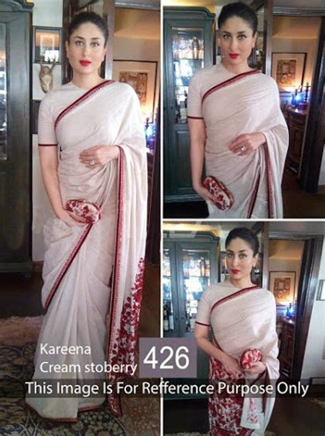 Kareena Kapoor Georgette Machine Work Off White Bollywood Designer Saree 426bs Bollywood