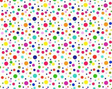 Rainbow Polka Dot Fabric Multi Color Dots On White Happy Etsy