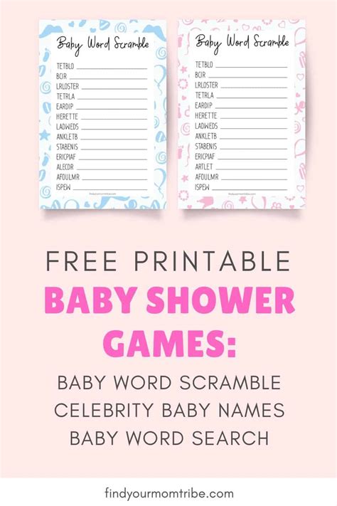 Baby Scrabble Answer Ky Word Scramble Baby Shower Game Little Man