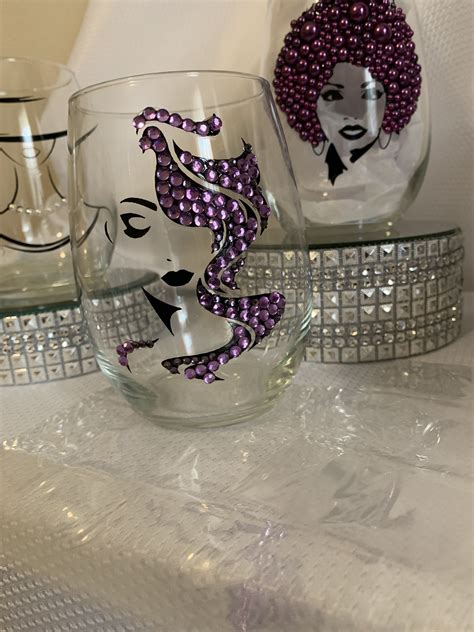 Bling Afrocentric Wine Glass “niko” In 2022 Diy Wine Glasses Diy Mug Designs Coffee Mug Crafts