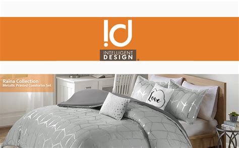 Intelligent Design Raina Comforter Set Metallic Print Geometric Design