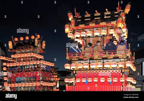 Japan U Takayama Festival Night Procession Float Yatai Stock