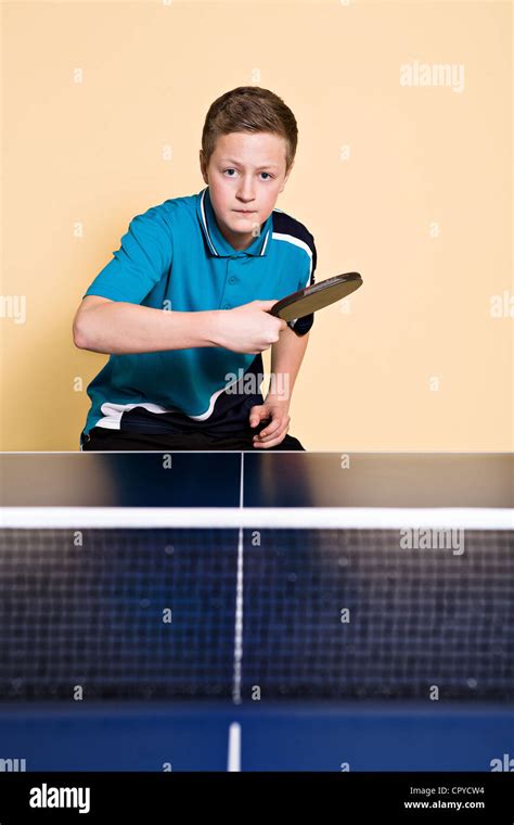 A Boy Playing Ping Pong Table Tennis Stock Photo Alamy