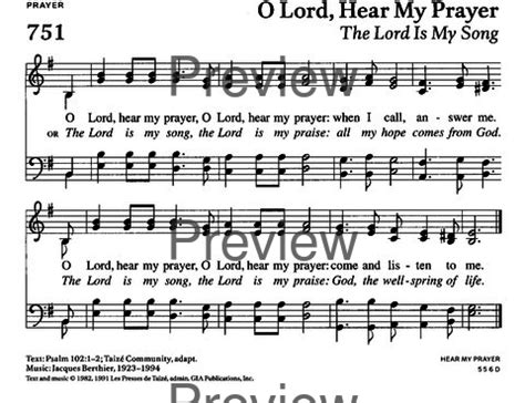 Evangelical Lutheran Worship 751 O Lord Hear My Prayer The Lord Is My Song Hymnary Org