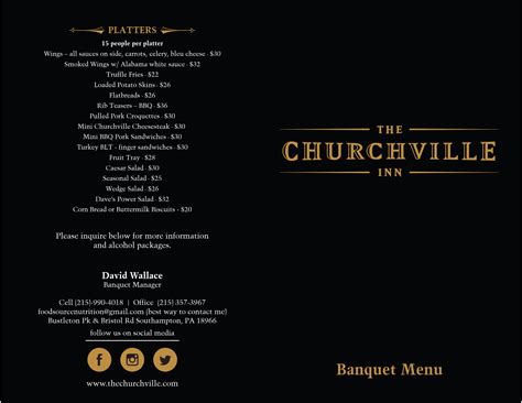 Catering Menu The Churchville Inn
