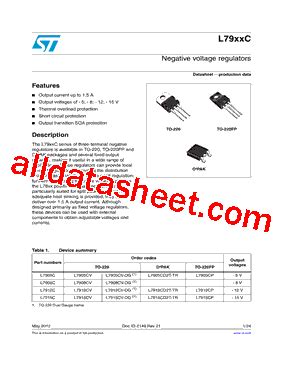 L7915CV Datasheet PDF STMicroelectronics