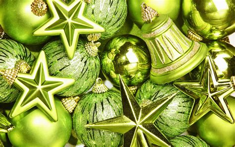 Download Green Christmas Ornaments And Stars