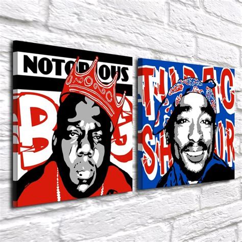 Pop Art Duo Tupac Shakur And Notorious Big Canvas 80 X 80 Cm