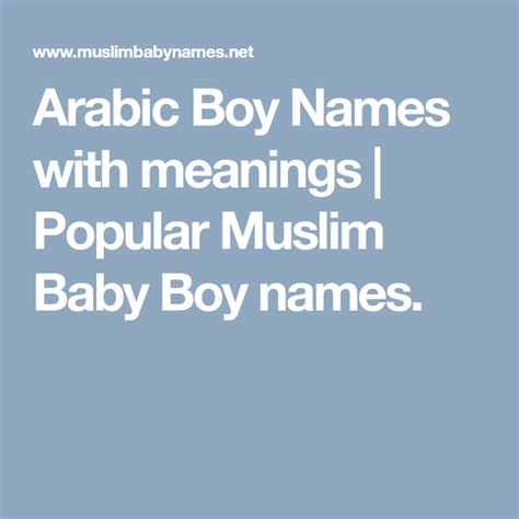 Arabic Boy Names With Meanings Popular Muslim Baby Boy Names