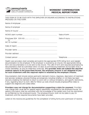 Bill Of Sale Form Pennsylvania Workers Compensation Medical Report Form