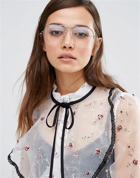 Image 3 Of Pieces Clear Lens Aviator Glasses With Images Aviator Glasses Glasses Outfit