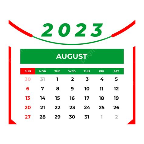 장식이 있는 2023년 8월 달력 팔월 2023년 달력 Png 일러스트 및 벡터 에 대한 무료 다운로드 Pngtree