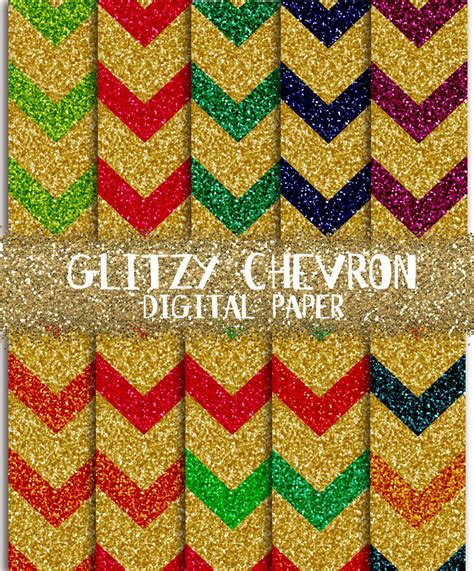 99 cents gold glitter chevron multi color digital paper 10 pack digital download instant