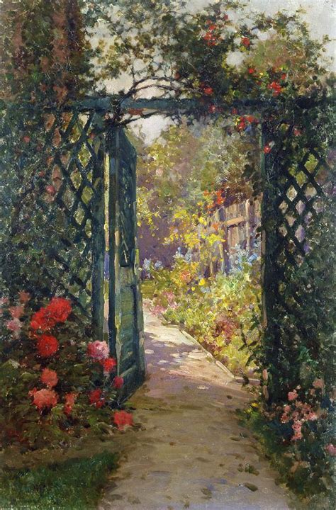 Alfred De Breanski The Garden Gate Painting Framed Paintings For Sale