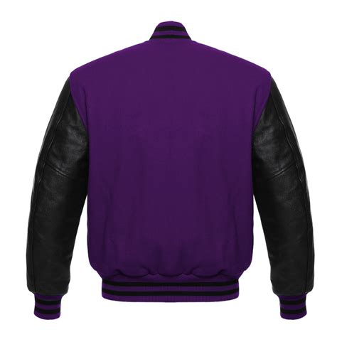Letterman Varsity Jacket Wool And Real Leather Purpleblack Skaf Impex