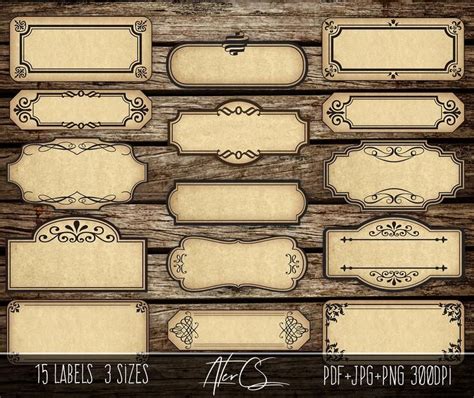 Ctrl+f/command+f to search within page. 15 Printable Blank Vintage Apothecary Labels Set Editable ...