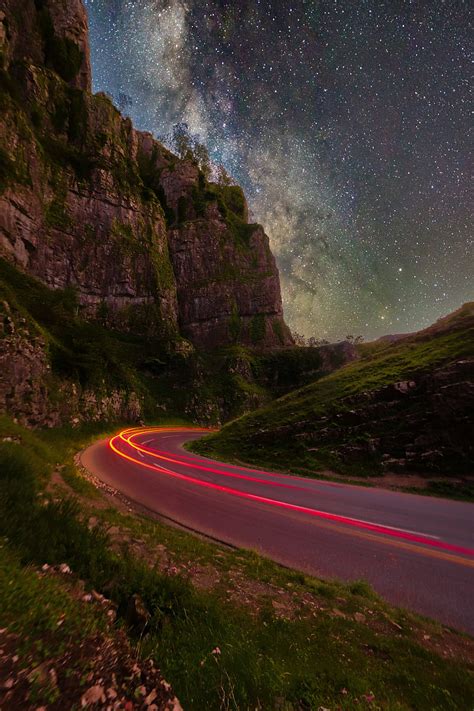 Rocks Road Stars Long Exposure Starry Sky Hd Phone Wallpaper Peakpx