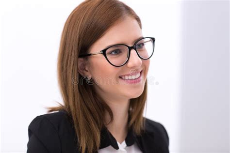 Smiling Business Woman In Glasses Stock Image Image Of Closeup Glasses 49220025