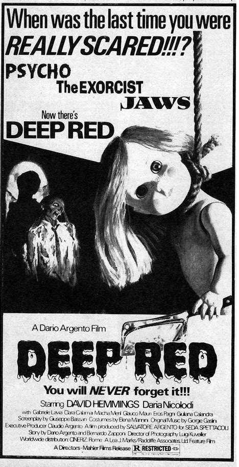 Deep Red 1975 Classic Horror Movies Posters Horror Movies Classic