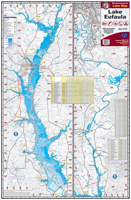 Lake Eufaula Walter F George Reservoir 308 Kingfisher Maps Inc