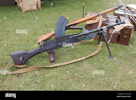 World War 2 Era Historical British Army Bren Light Machine Gun Stock