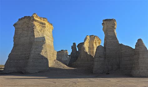 Monument Rocks Also Known As The Chalk Pyramids Stand On The Kansas