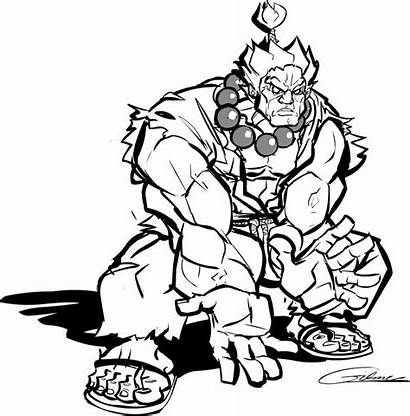 Akuma Coloring Pages Fighter Street Lineart Gouki