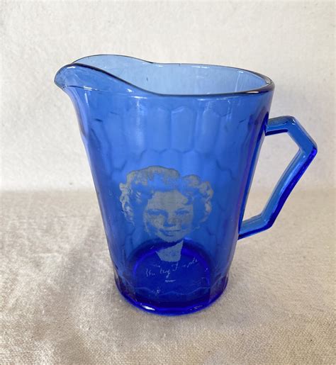 Vintage Shirley Temple Cobalt Blue Glass Pitcher Etsy
