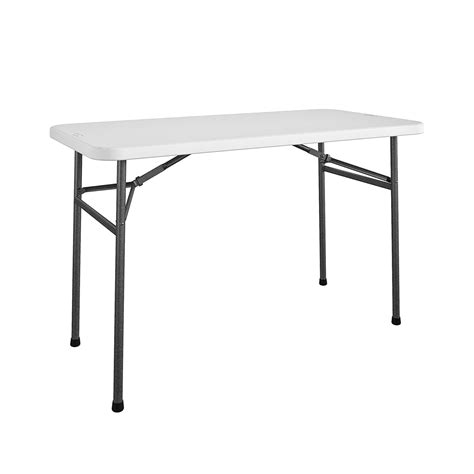 4 Ft Straight Folding Utility Table White Indoor And Outdoor Portable