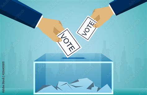 Hand Holding Election Vote Ballot In Ballot Box Voting Political Concept Illustration Cartoon