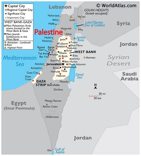 Map Of Palestine Palestinian Maps And Information Gaza Strip West The