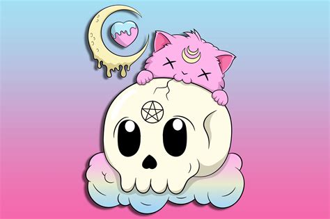 Cute Creepy Pastel Goth Kawaii Cat Graphic By Unlimited Art · Creative