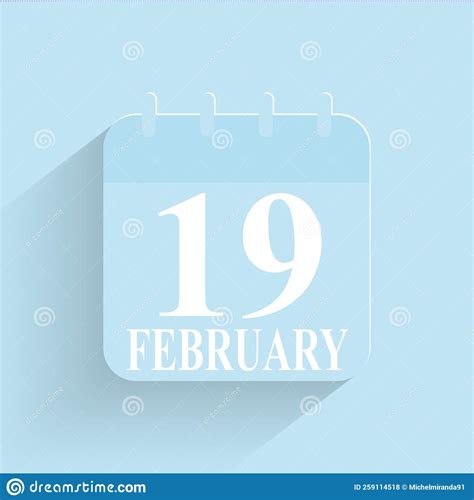 February 19 Daily Calendar Icon Date And Time Day Month Holiday Flat