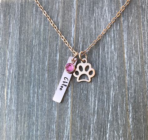 Rose Gold Pet Jewelry Pet Personalized Name Necklace Pet Memorial